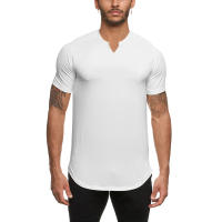 Compression Quick Dry T-shirt Men Running Sports Skinny Short TShirt V-neck Gym Clothing Fitness Bodybuilding Workout Tops Tees - details 7