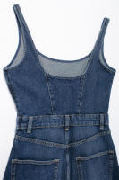 Vestido Vaquero Retro Sin Mangas Ajustado con Cintura Invertida Minivestido Informal de Moda para Mujer de Otoño de China Continental - details 3