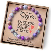 pulsera de piedra volcánica para hombre y mujer, brazalete de cuerda elástica, regalo para el Día del Padre, piedra lunar volcánica,Pulsera de regalo del Día de la Madre - details 5