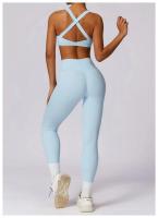 Conjunto de Yoga para Mujer en Rosa Traje Deportivo de Gimnasio con Leggings de Cintura Alta y Sujetador Deportivo de Espalda Cruzada Ropa de Yoga para Mujer Material Exterior de Nylon Adecuado para Primavera/Verano - details 21