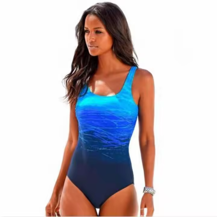 Traje de baño de una pieza para mujer, bañador Sexy de talla grande con realce, cuerpo cerrado, ropa de playa y piscina - 1