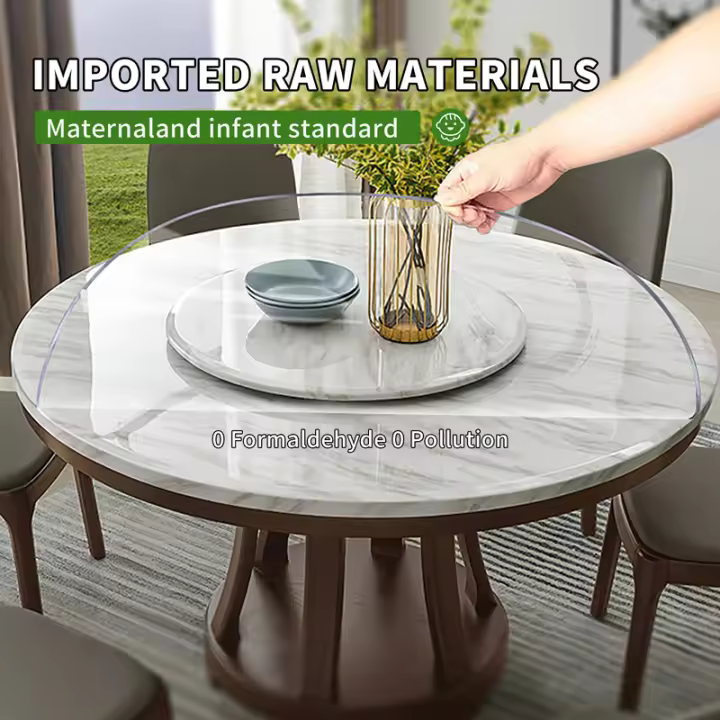 mantel redondo transparente, impermeable, ignífugo, resistente al aceite, mantel de vidrio suave - 1