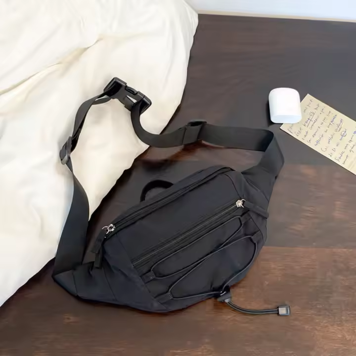 Bolso de pecho para hombre con contraste de colores de retales, riñonera de nailon Y2k para exteriores, bandolera con correa ajustable, bolso deportivo para caminar y montar - 1