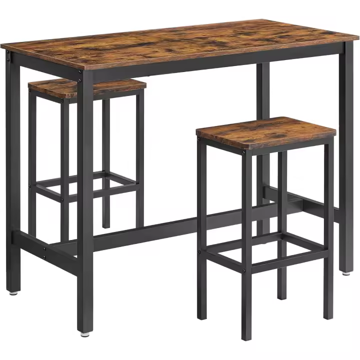 Mesa de Barra con 2 Taburetes Mesa de Desayuno y Sillas Mostrador de Cocina con Sillas - 1