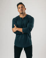 Camisetas deportivas para hombre, camiseta informal de algodón con cuello Henry - details 6