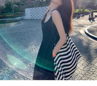 Vestido camisola coreano suave con cintura blanca y estilo festivo, dulce y elegante para lucir delgado y de alta gama, falda larga - details 13