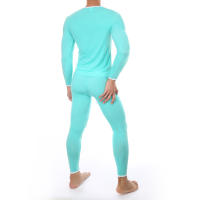 Calzoncillos largos masculinos Ropa interior térmica para hombre Ropa de dormir Ice Silk Lounge Tight Camiseta interior de manga larga Conjunto de pantalones - details 11