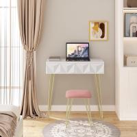 Tocador de Maquillaje con Espejo y Luz LED Iluminación Ajustable Conjunto de Mesa Tocador con Silla Terciopelo Blanco + Dorado - details 14