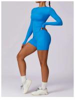 Conjunto de Yoga de 2 Piezas para Mujeres Ropa Deportiva de Gimnasio Leggings Fitness Top Corto de Manga Larga Pantalones Deportivos Traje de Entrenamiento Material de Lining Nylon Temporada Primavera/Verano - details 3