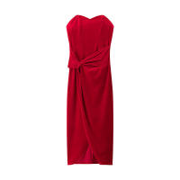 OUWU- Topenomi Moda Francesa Sin Tirantes Vendaje Vestidos De Fiesta Mujeres Diseño Sexy Cintura Ajustada Vestido De Noche Irregular Primavera Verano - details 2