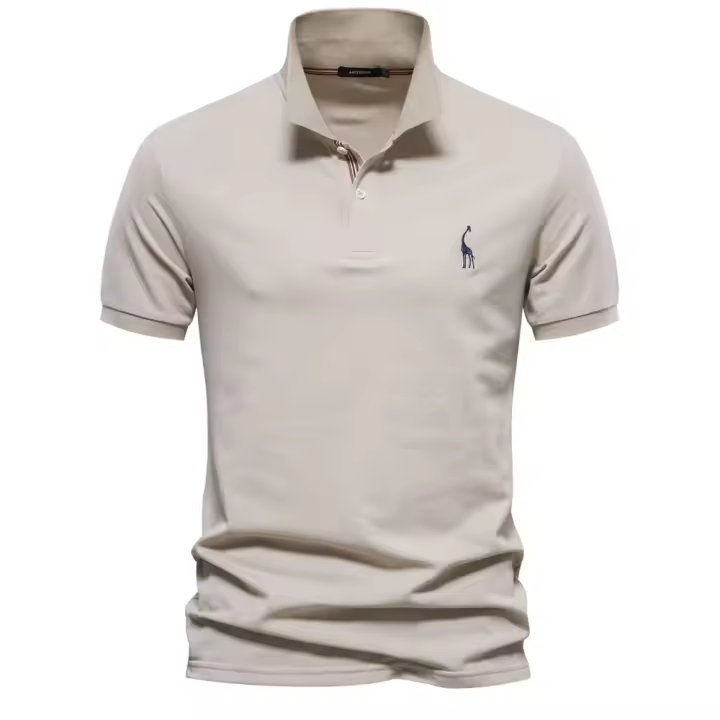 polos hombre manga corta ropa hombre día del padre Verano de alta calidad de algodón transfronterizo bordado de ciervos Polo camiseta de hombre Color sólido solapa Tops básicos de manga corta para hombres - 1