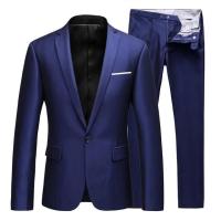 Conjunto de Traje de Negocios para Hombres de Alta Calidad Estilo Clásico de Dos Piezas Negro - details 0