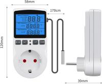 Controlador de temperatura de 3680 W, termostato digital con retroiluminación LCD, modo de control de calefacción y refrigeración, temporizador enchufable UE - details 2