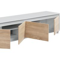 Conjunto Reversible de Salón, Mueble de TV, Módulos de Comedor, Modelo Arlet, Acabado en Blanco Artik y Roble Canadiense, Medidas: 200 cm (Largo) x 41 cm (Fondo) 43 cm (Alto) - details 4