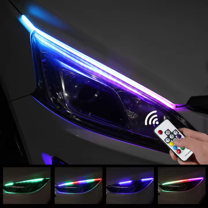 2 uds Universal impermeable Flexible RGB luz de circulación diurna DRL tira LED multicolor luces de señal de giro - 1