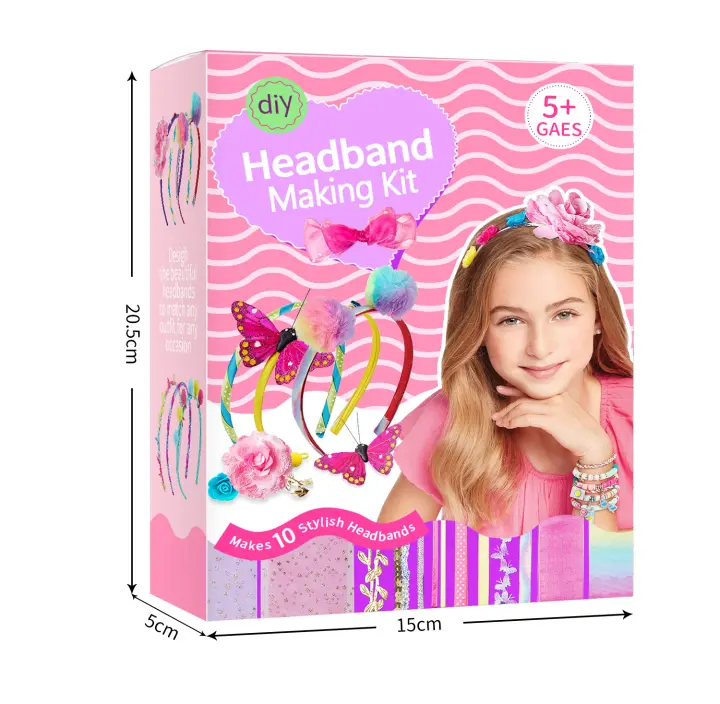 Kit para hacer diademas para niñas, haz tus propias diademas de moda para niños, juego de accesorios para el cabello DIY - 1