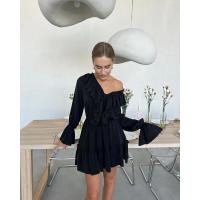Mini vestido elegante alto con manga larga, agujero en la cintura, lazo de moda para mujer - details 21