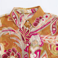 OUWU- Nueva llegada de primavera camisa de mujer estampado Floral manga larga cuello translúcido Vintage estilo francés elegante señora abotonada - details 2