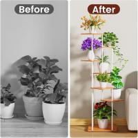 8 Niveles 131cm Estante para Plantas de Madera y Metal Estante de Esquina para Múltiples Macetas Soporte para Plantas Interior Adecuado para Exterior, Balcón, Sala, Oficina, Negro - details 23