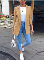 Chaqueta Blazer De Moda Para Mujer Casual Vintage Largo Manga Casual Oficina Primavera Otoño Chaqueta Lady Con Cuello Lapel Outerwear Estándar - details 6