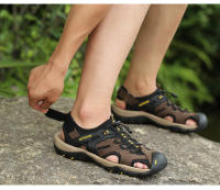 Sandalias de marca de verano para hombre, zapatillas de cuero genuino para hombre, sandalias de gladiador para playa para hombre, zapatos suaves y cómodos para caminar al aire libre - details 20