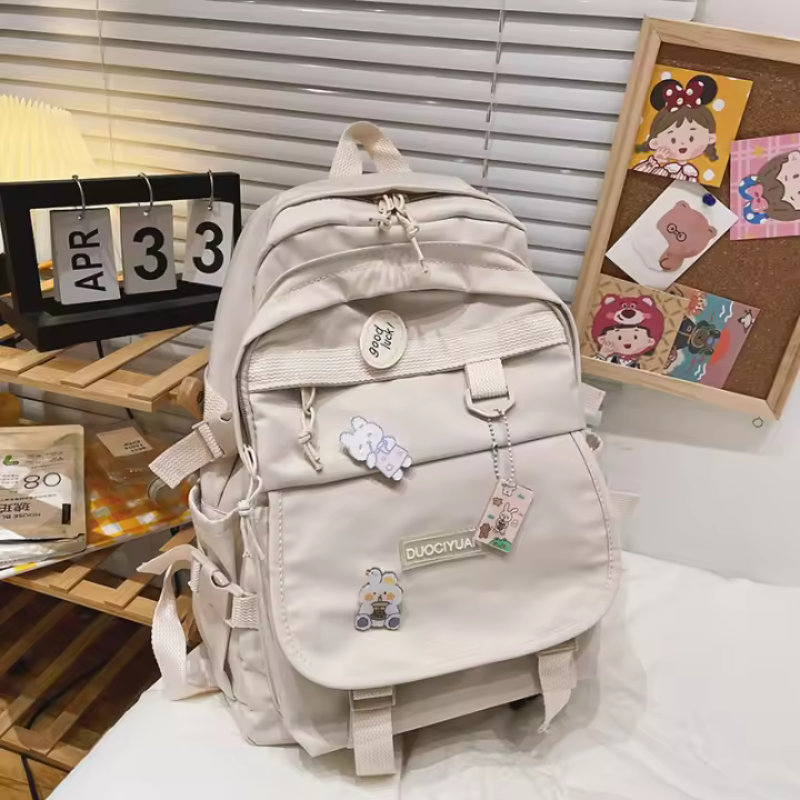 Mochila Escolar de Nylon Estilo Bosque Fresco y Dulce Literaria Bonita para Estudiantes de Secundaria Verano 2025 - 1