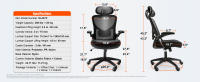 SucceBuy Silla de oficina ergonómica con soporte lumbar ajustable, silla de escritorio con respaldo alto, reposacabezas ajustable, reposabrazos 2D - details 6