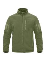Full Zip Up Green Fleece Jacket Thermal Warm Work Coats Mens Zipper Pockets Jacket Hiking Training Outwear Windbreaker - details 14