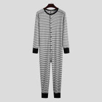 Pijama Para Hombre Con Rayas Camiseta De Cuello Redondo Manga Larga Cómodo Y Casual Ideal Para El Hogar Tallas S-3XL - details 7