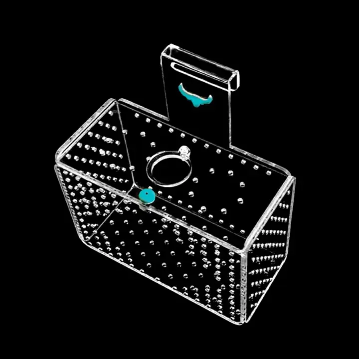 Caja de aislamiento acrílica para pecera, caja de cría de peces de montaje en pared de calibre de 3mm con cubierta, caja flotante para incubar para peces dorados Betta - 1