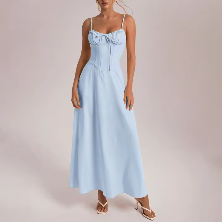 Vestido de noche elegante de manga corta de color sólido Ropa de mujer - 1