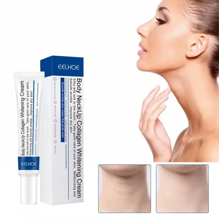 Crema de colágeno hidrolizado para el cuello, loción de cuidado suavizante y reafirmante para estiramiento facial, crema hidratante para rejuvenecimiento del cuello - 1