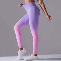 Yoga degradado para mujer, leggings de gimnasio de cintura alta, pantalones deportivos sin costuras, pantalones de entrenamiento para correr - details 13