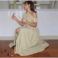 OUWU- Vestido de manga larga para mujer, elegante color sólido con abertura frontal, de moda para primavera y verano 2024 - details 22