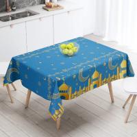 Mantel desechable con temática de Castillo de Luna, 5 piezas, platino, azul, dorado, negro, dorado, Zhai, Festival - details 4