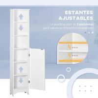 Armario Alto de Baño con 1 Puerta 3 Estantes Abiertos y Balda Interior Ajustable Mueble Auxiliar de Almacenaje para Salón Aseo Dormitorio 34x20x165 cm Blanco - details 4