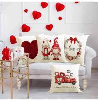 Funda de almohada con estampado de rosas para el Día de San Valentín, decoración festiva para sofá, funda de almohada de lino - details 5