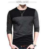 Camiseta de Estilo Vintage para Hombres CASUMANL Cuello Redondo Largo Camiseta Negro y Gris - details 3