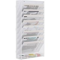 10 Compartimentos Metal Montar A4 Soporte Documentos Pared Oficina Archivador de Pared Organizador Correo Revistas Pared Almacenamiento Archivos Revistero,Blanco - details 0