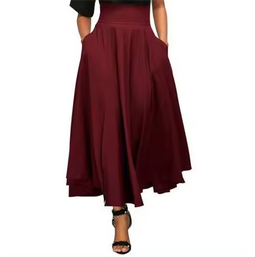 Falda larga acampanada con mariposas para mujer, color gris, negro, rojo vino - 1