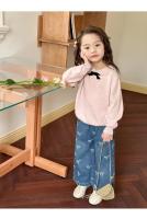 Pantalones para niños 2025, Otoño Invierno, nuevos pantalones vaqueros con estampado coreano con lazos para niña, pantalones vaqueros rectos - details 8