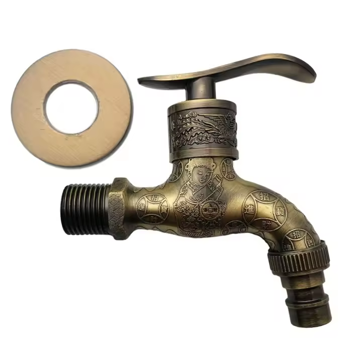 Grifo de apertura rápida de metal, boquilla de inodoro antigua, grifo de agua fría, Estilo Vintage, grifo de lavabo de jardín al aire libre - 1