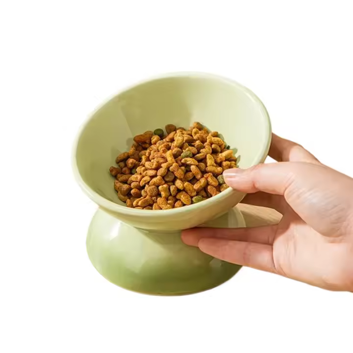 Tazón De Gato De Cerámica Con Gradiente Alimentos Agua Alimentador Pequeños Perros Raciones Puppy Alimentación Inclinado Elevado Suministros - 1