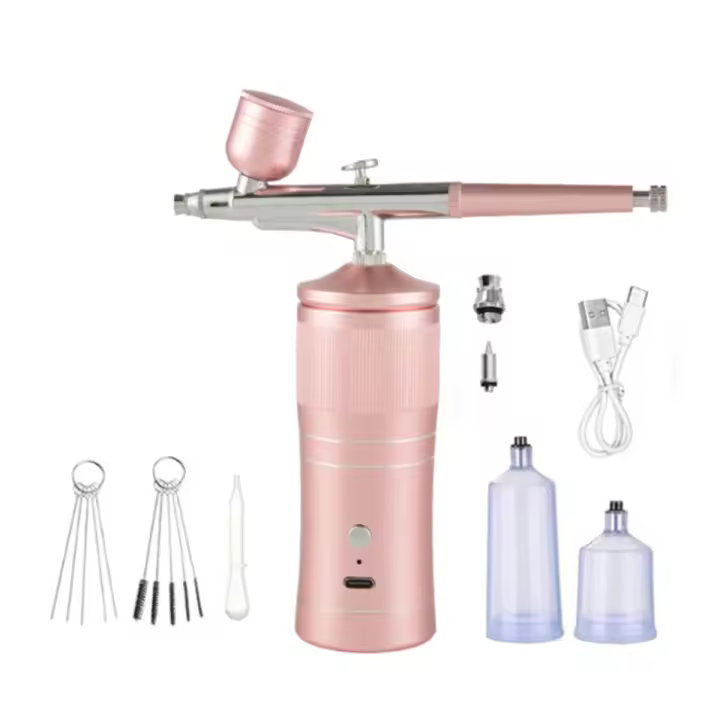 Kit de aerógrafo de compresor para uñas, máquina de aerógrafo recargable de mano para pintura, modelo de maquillaje, decoración de pasteles A - 1