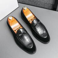 Mocasines de piel sintética para hombre, zapatos informales de cuero sintético, a la moda, para negocios, bodas y fiestas - details 0