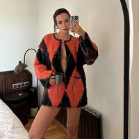 Cárdigan de punto Mohair de Color contrastante para mujer, suéteres informales sueltos de manga larga, prendas de punto nuevas a la moda para Otoño e Invierno 2024 - details 11