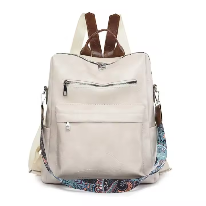 retro PU leather backpack for women anti theft shoulder bag ladies backpack leisure travel backpack large capacity laptop bag - 1