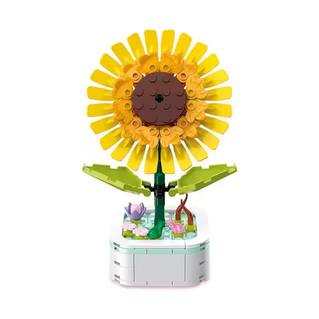 Bloques de construcción en maceta de flores eternas para niños, juego de juguetes creativos, decoración de mesa, regalo de Navidad de vacaciones - 1