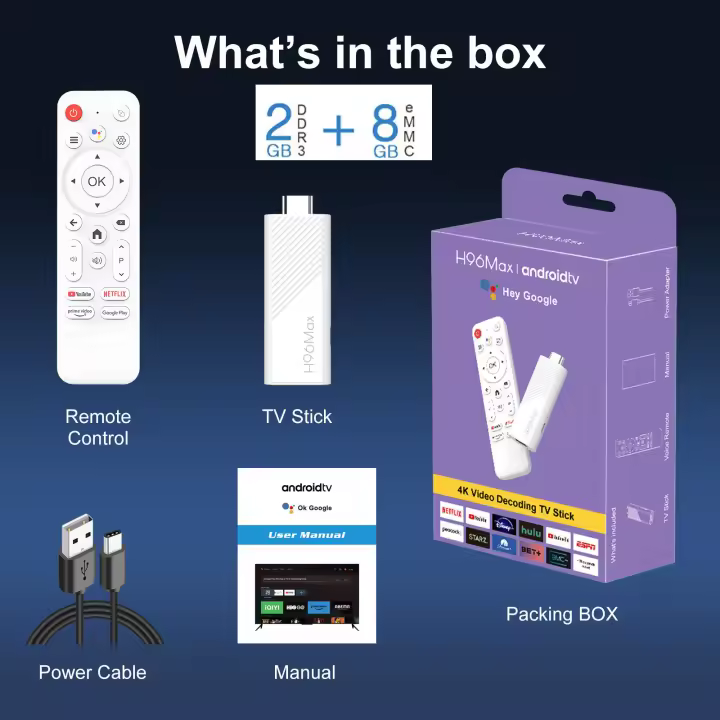 Android 14.0 H96 Max H313 TV Stick Quad Core 4K HDR Wifi6 Smart TV Box con 2GB RAM y 16GB ROM - 1