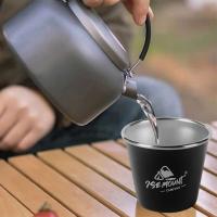 Acampada portátil de acero inoxidable, picnic, café, té, vino, taza de agua al aire libre, taza ligera de villa para cocinar apilable - details 7